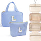 YOOLIFE Kids Toiletry Bag Initial Makeup Bag for Teen Girls - Birthday Gifts for 7 8 9 10 11 12 13 14 15 16 17 18 Year Old Girls, Teen Girl Gifts Trendy Stuff - Letter L, Blue