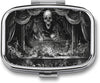 Metal 2 Compartment Pill Organizer Travel Friendly Portable Compact Pill Box Cute Pill Case to Hold Vitamins,Fish Oil,Supplements,Meds,Tablet for Purse,Pocket. (Dark Stage)