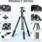 Carbon Fiber Lightweight Travel Tripod with 360° Ball Head, Removable Center Column, Folded Height 37cm, Weight 1.12kg, Maximum Load 8KG（LX-224CT+XB-32Q）