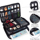 BUBM Double Layer Electronic Accessories Organizer, Travel Gadget Bag for Cables, USB Flash Drive, Plug and More, Perfect Size Fits for iPad Mini (Medium, Black)