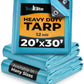Tarps Heavy Duty Waterproof 20x30-12 mil Thick Camping Tent - Blue Tarp 20x30 UV Resistant, Rip & Tear Proof with Metal Grommets – Multipurpose Use for Camping, Tent, Boat, RV, Car, & Pool Cover