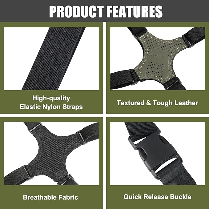 HUNTPAL Binocular Harness Strap for Hunting and Birding Wacthing, X-shaped Decompression Cross Body, Fit for Rangefinder