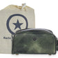 10" Premium Leather Toiletry Travel Pouch With Waterproof Lining | King-Size Handcrafted Vintage Dopp kit By Aaron Leather Goods (Seaweed Green) - Roamly