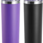 koodee Tumbler with Lid and Straw-20 oz Stainless Steel Vacuum Insulated Coffee Traver Mug for Women- Beach Cup Tumbler (Purple-Black)