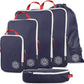 Large Compression Packing Cubes 6 Piece Set for Travel with Lightweight Laundry Bag for Carry-On Suitcase by TRIPPED Travel Gear (Navy) - Roamly