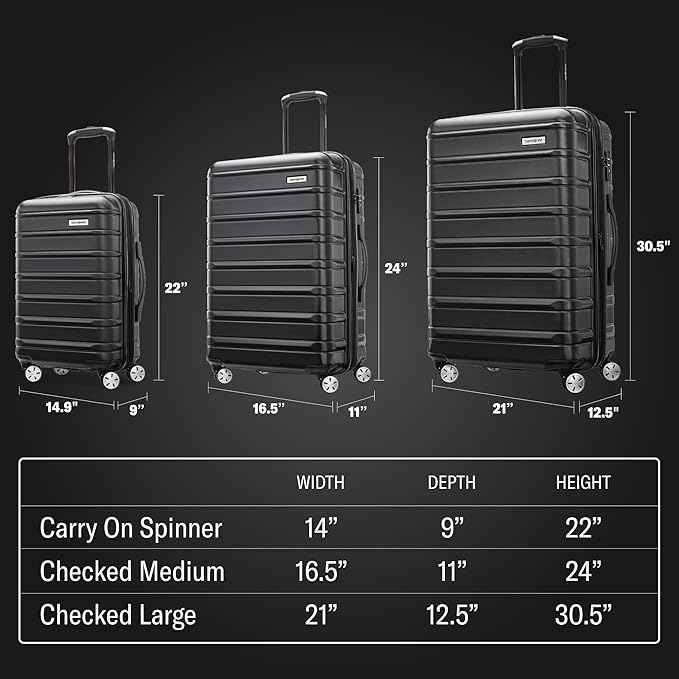 Samsonite Omni 2 Hardside Expandable Luggage with Spinner Wheels, 3-Piece Set (19/24/28), Icy Lilac