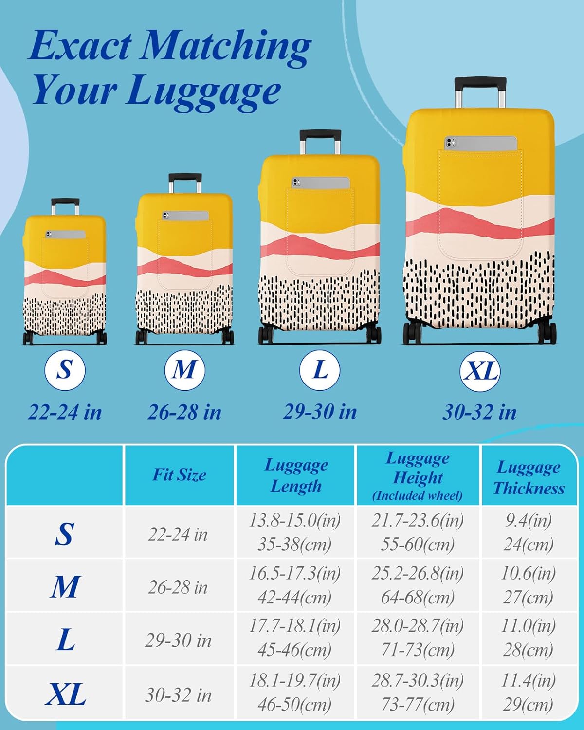 Slohif Luggage Cover for Suitcase Tsa Approved Protector - Luggage Sleeve Large Suit Case Cover Travel Stretch Baggage Case Protective Washable Fit 29-30 Inch Patchwork L
