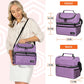 OPUX Lunch Box For Women, Insulated Large Lunch Bag Adult Work, Double Decker Lunchbox Meal Prep, Dual Compartment Leakproof Lunch Cooler, Soft Lunch Pail Tote for Girls Kids School (Purple 16 Cans)