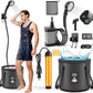 Portable Shower with Heater 1500W Camping Water Heater with Shower Head 3 Spray Modes, 6000mAh Rechargeable Shower Pump with LED Display Foldable Bucket Outdoor Showering for Hiking RV Car Travel Pet
