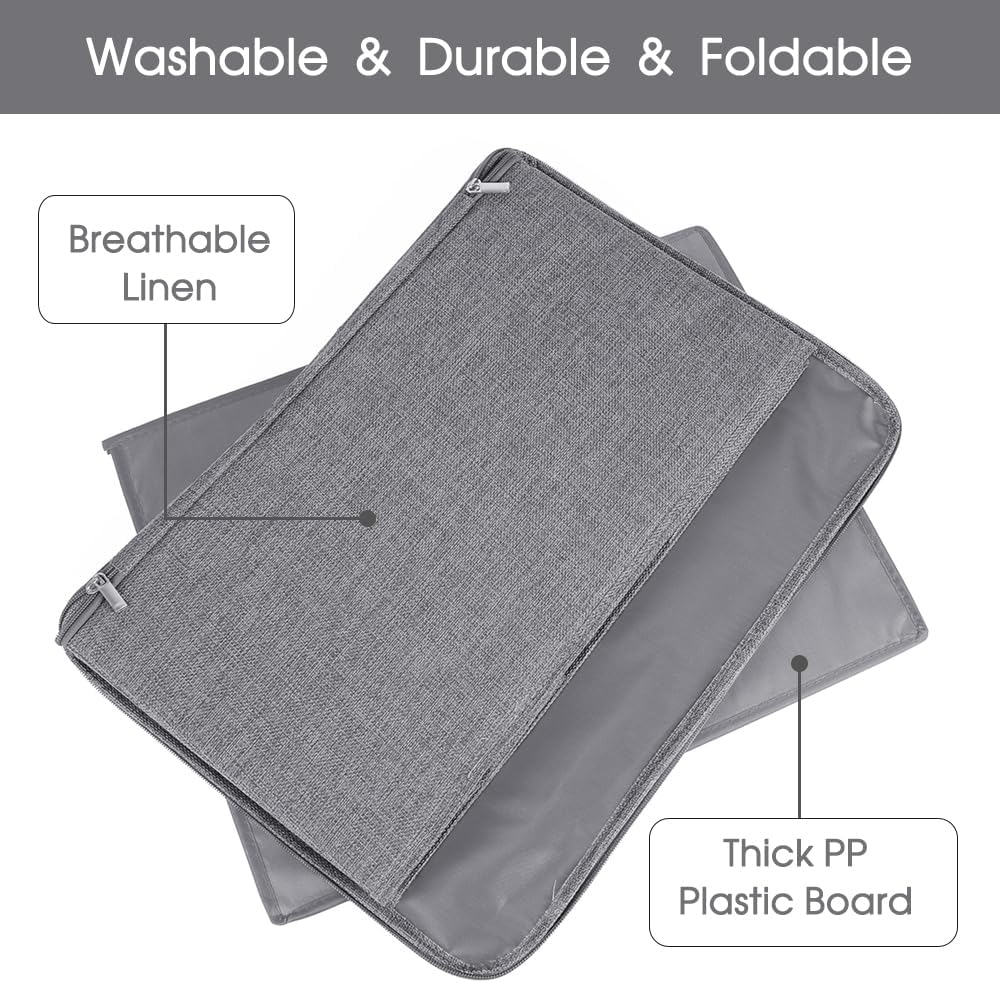 ANMINY 2PCS Storage Bins with Zipper Lids 51.9 Qt Lidded Fabric Storage Boxes Baskets Cubes with Handles Collapsible Washable Cotton Linen Closet Shelf Clothes Organizer - Gray, Extra Large