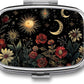 Metal 2 Compartment Pill Organizer Travel Friendly Portable Compact Pill Box Cute Pill Case,for Pocket Wallets Daily Portable Medicine Vitamin Tablet Storage (The Dark Night)