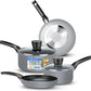SereneLife Kitchenware Pots & Pans Basic Kitchen Cookware, Black Non-Stick Coating Inside, Heat Resistant Lacquer (6-Piece Set), One Size, Gray