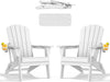 Folding Adirondack Chair - Extended Ergonomic Backrest, Cup Holder - Easy Assembly - Durable HDPE Plastic, Weather Resistant & Maintenance-Free - Lawn, Patio, Deck Supports 380lbs White