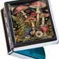 8‑Compartment Metal Pill Box Organizer – Portable Medicine Case 3″×2.6″ | Food‑Grade Dividers | Secure Snap Button Lid | Travel & Gift for Seniors (Enchanted Mushroom Grove)