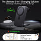 3-in-1 Portable Charger, 10000mAh Foldable Power Bank Fast Charging,MagSafe Charger Battery Pack Magnetic,Travel Wireless Charging Station for iPhone 16/15/14/13/12,iWatch, Air pods, Black