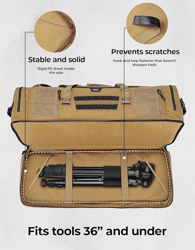 KEMIMOTO Hunting Duffle Bag, 78L large Capacity Travel Gear Bags Tool Range Cases for Long Distance Trips Hiking Hunting Fishing Camping, Multi Pocket Design, Brown Backpackable