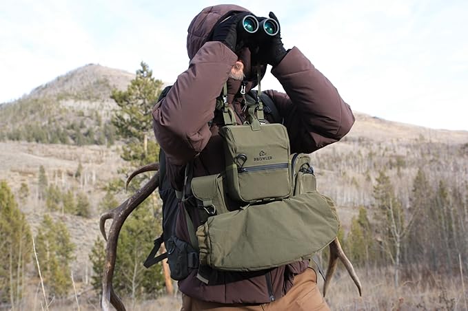 THE GUIDE BUNDLE: All Season Binocular Chest Pack Harness With 5 Piece Modular Accessory Kit: One Solution - Early Scouting To Late Season - Olive Green - Fits Up To Most 12x50 Bino
