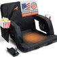 Heated Stadium Seats for Bleachers with Back Support – USB Battery Included - Upgraded 3 Levels of Heat - Foldable Chair - Cushioned, 4 Pockets for Snacks, Cup Holder - for Camping, Games & Sports