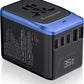 Universal Travel Adapter, PD 35W 7 in 1 International Power Plug Adapter with 7.0A 4 USB-C and 2 USB-A Fast Wall Charger, Worldwide AC Outlet for US Europe UK AUS (Black+Blue)