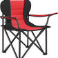 SONGMICS Folding Camping Chair, with Comfortable Sponge Seat, Cup Holder, Heavy Duty Structure, Max Load Capacity 551 lb, Outdoor Picnic Chair, Red and Black UGCB06BK