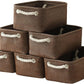 TheWarmHome Storage Basket for Organizing - 12x8x5 inch Small 6 Pack Collapsible Storage Bin for Shelves with Handles, Canves Storage Box for Cloth Closet Organizer Gift Toy (Brown)
