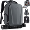 SDYSM Camera Backpack, Hardshell DSLR/SLR Camera Bag with Lens Pouch & 15.6" Laptop Compartment Waterproof Camera Case with Rain Cover Photography Backpack Compatible for Canon/Nikon/Sony/Drone,Gray