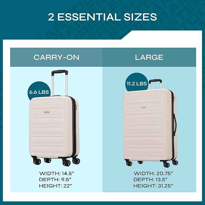 American Tourister Westridge Hardshell Luggage Set - 2 Piece Set - 20/28" Carry-On & Large Checked Luggage Set with Spinner Wheels - Expandable Hard Suitcases for Travel - Hard ABS Shell - Light Pink