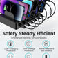 CREATIVE DESIGN 50W 6 Ports Multi Charger Station with 6 Charging Cables, USB Charging Dock for Multiple Devices, Compatible with Cellphone iPad Kindle Tablet and Other Electronic Devices