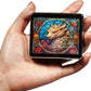 Silver Vintage Pill Box 7 Day Metal Pill Box with Mirror and 8 Compartments Cute Travel Pill Organizer for Purse (Dragon Stained Glass)