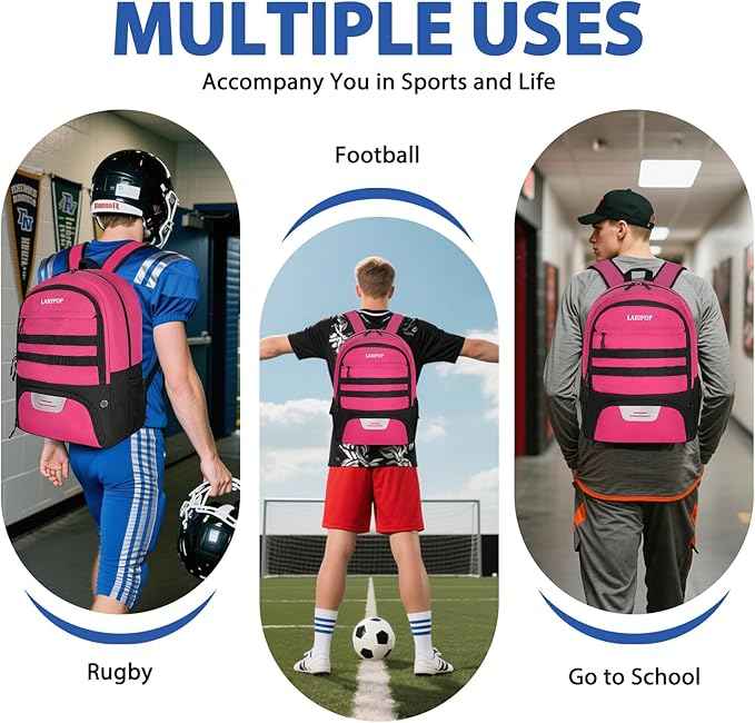 LARIPOP Soccer Backpack Soccer Bag with Ball Holder & Shoe Compartment Youth Sports Equipment Training Bag