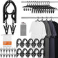 10 Pack Foldable Travel Hangers with 12 Clips - Portable Collapsible Clothes Hangers, Lightweight Folding Coat Hanger & Travel Drying Rack for Clothes