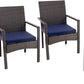 PHI VILLA 4 Pieces Patio Cushioned Rattan Chairs, Outdoor Modern PE Wicker Dining Armchair with Removable Cushions for Deck, Yard, Porch