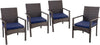 PHI VILLA 4 Pieces Patio Cushioned Rattan Chairs, Outdoor Modern PE Wicker Dining Armchair with Removable Cushions for Deck, Yard, Porch