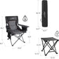 FAIR WIND Oversized Padded Camping Chair with Footrest Stool Set Heavy Duty Support 300 LBS Cooler Bag Chair - Black