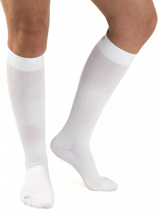 Medical Grade Compression Socks for Men & Women 15-20 mmHg by OrthoSleeve (White, Large)