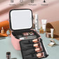 Relavel Makeup Bag with Light Up Mirror, Makeup Case Travel Cosmetic Bags Brush Organizer Storage Box, Rechargeable Vanity Mirror with 3 Color Lights, High Frame Mirror Protection (Pink)