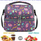 FlowFly Double Decker Cooler Insulated Lunch Bag Large Tote for Boys, Girls, Men, Women, With Adjustable Strap (Purple-Unicorn)
