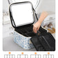 Relavel Travel Makeup Bag with LED Mirror, Portable Cosmetic Train Case with 3 Color Lighted Brightness Mirror, Makeup Artist Organizer Storage with Adjustable Dividers Make Up Box - Blue Flower