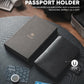 VULKIT Passport Holder with Airtag Holder RFID Blocking Passport Wallet Travel Leather Passport for Women(Iron Black)