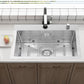 Drop In Kitchen Sink 25x22", 9" Basin Depth, 18 Gauge Stainless Steel Sink, 3D Embossed Surface Finish Top Mount with Accessories