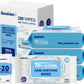 Advanced Large 75% Alcohol Hand Sanitizing Wipes, 4 Packs of 50 (200 Wipes) - Plus 20 Travel Packs - (Each Wipe Size 6" x 8")