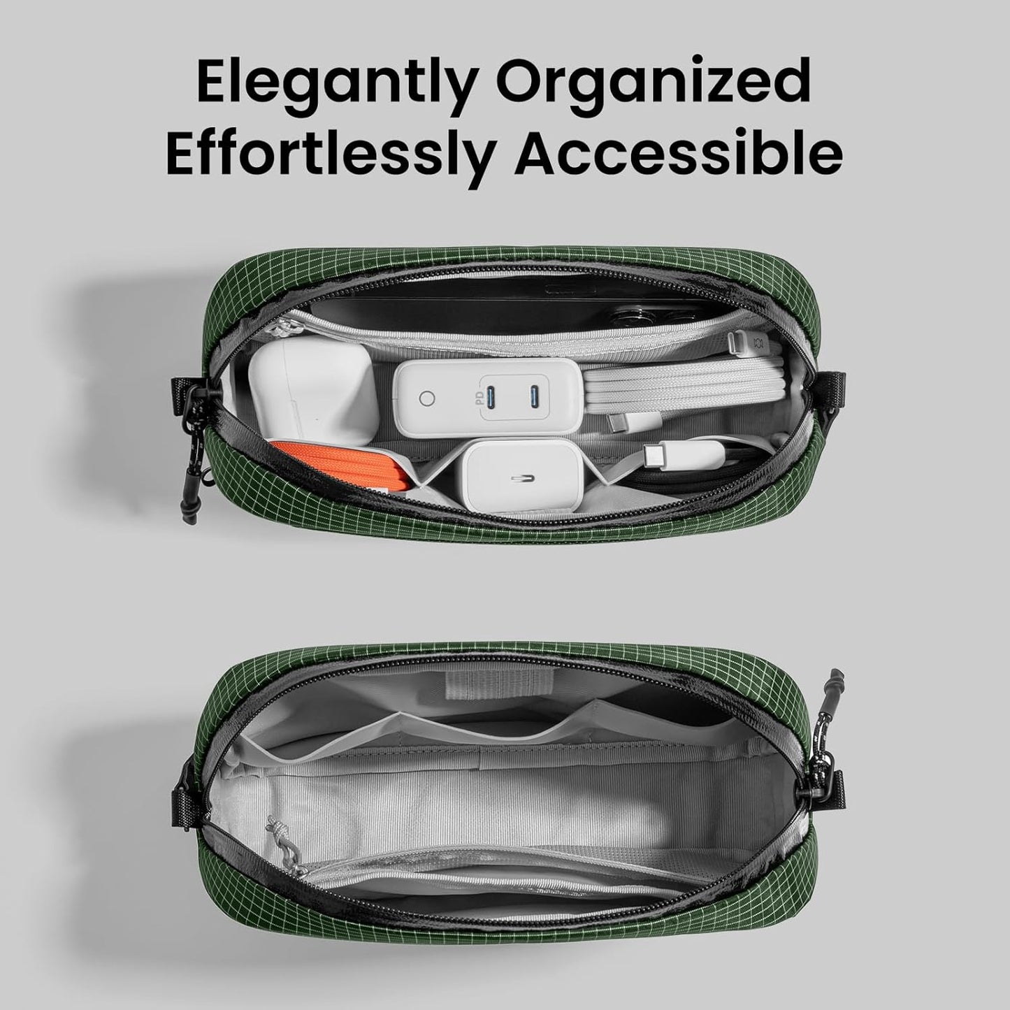 tomtoc Electronics Organizer Travel Case Performance, Water Resistant Bag Cable Tech Pouch Accessories, Carry Storage for Cord, Phone, Cables, Airpods, USB Flash Drive, Daily Items - Roamly