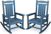 SERWALL Outdoor Rocking Chair Set of 2, HDPE Patio Rocking Chair All-Weather Porch Rocker for Balcony, Yard, Blue