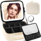 Portable Travel Makeup Bag with Lighted Mirror, 3 Color Brightness, Beige