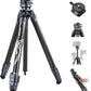 NEEWER LITETRIP LT32 62" Travel Tripod Carbon Fiber with ±15° Leveling Base, Detachable Center Axis, Fast Flip Buckle, 360° Pan Arca Type QR Plate Compatible with Peak Design Capture V3 (Former TP62)