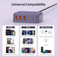 USB C Charger Block, 100W GaN 6 Port PD USB C QC USB A Wall Charger Adapter Plug Cube, Super Fast Type C Charging Station Hub for iPhone 16 15 14 13 12 Pro Max iPad Samsung Pixel 5ft Extension Cord