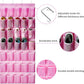 35 Pockets Over the Door Shoe Organizer, Hanging Shoe Organizer for Door with 35 Mesh Pockets Large Capacity Shoe Hanging Storage Bag with 4 Metal Hooks (Pink-1Pack)