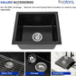 Dcolora 15 Inch Granite Composite Black Bar Sink Undermount Small Kitchen Sink Quartz Prep RV Single Bowl Under Counter Basin DC-GU7745