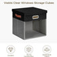 Fabric Storage Cubes with Clear Windows and Lids 11'' Foldable Storage Bins with 3 Handles, Decorative Storage Boxes for Home, Bedroom, Closet, Office (Black&Gray)