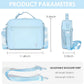 NOL Kids Lunch Bag - Kids 3+ Reusable Insulated Lunch Box with Zipper Closure Buckle Handle Adjustable Long Shoulder Strap, Easy-Clean Waterproof Fabric, Children Lunch Tote Bag for School -Light blue